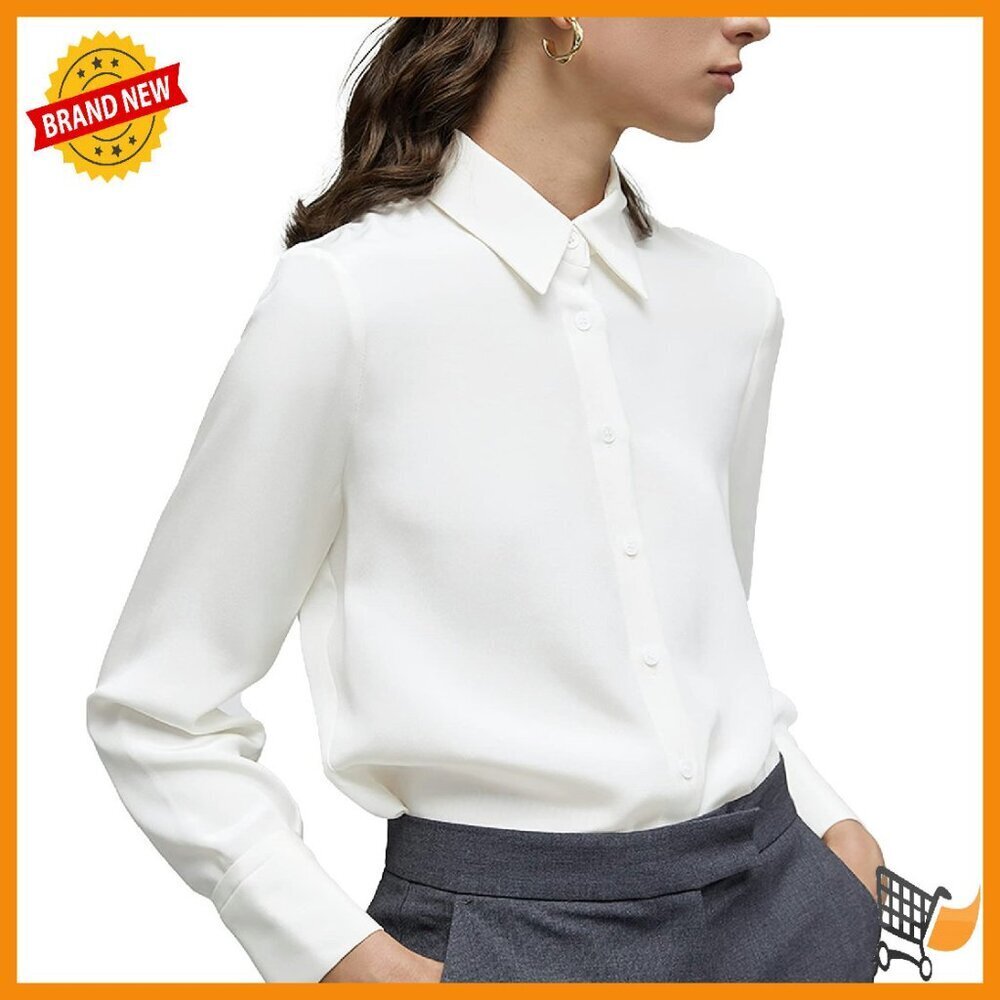 Long Sleeve Chiffon Button Down Blouse Work Office Wear